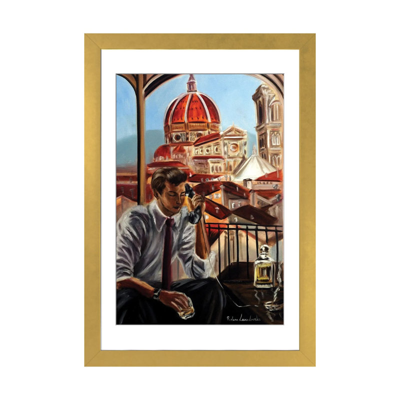 «A Call From Florence», reproduction d'art sur papier encadré, 32" x 24", Framed Paper, Gold