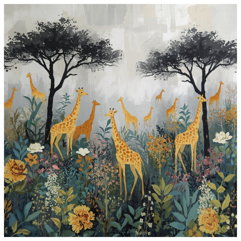 Tapis de bain Girafes In Wildflowers, L 34 po x L 21 po