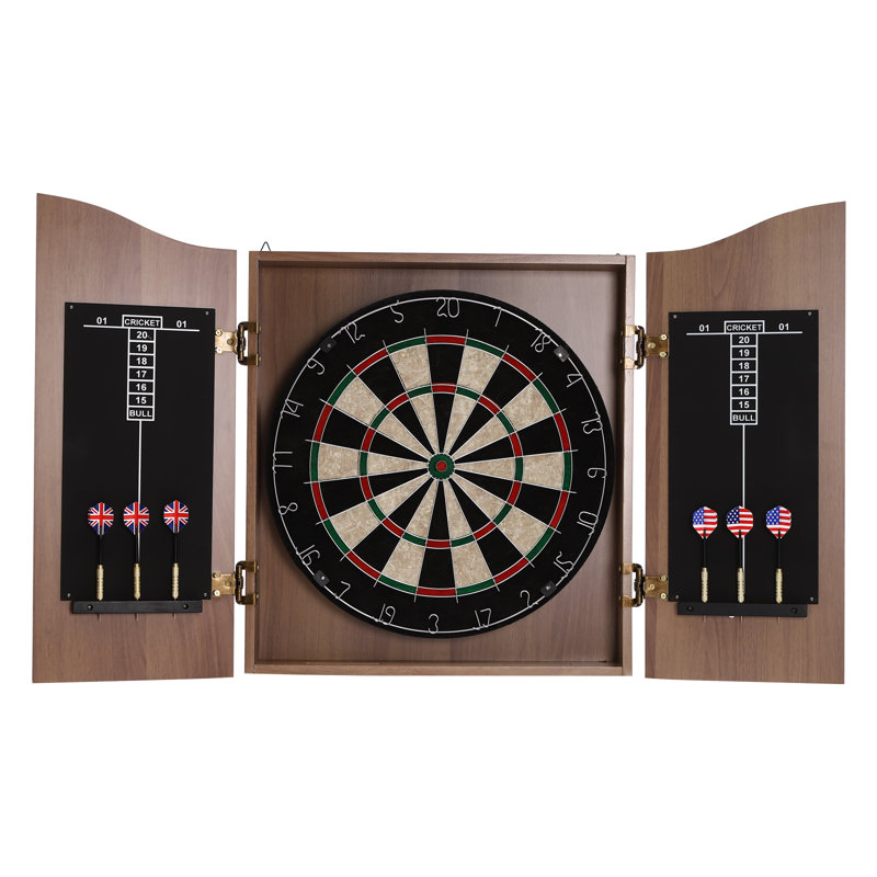 Modern Brown MDF and Sisal Dartboard Cabinet Set