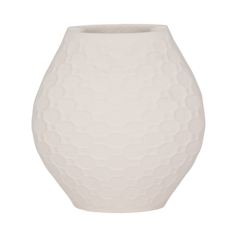 Vase en porcelaine à nervures sculpté en grès pour îlot de cuisine - Design d'intérieur pour la table de table - Ivoire et brun clair