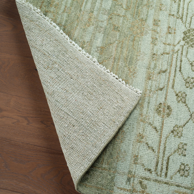 Jaipur Living Augusta JIN04 Handknotted Floral Green and Burnished Gold Area Rug (8'x10'), Rectangle 6' x 9'