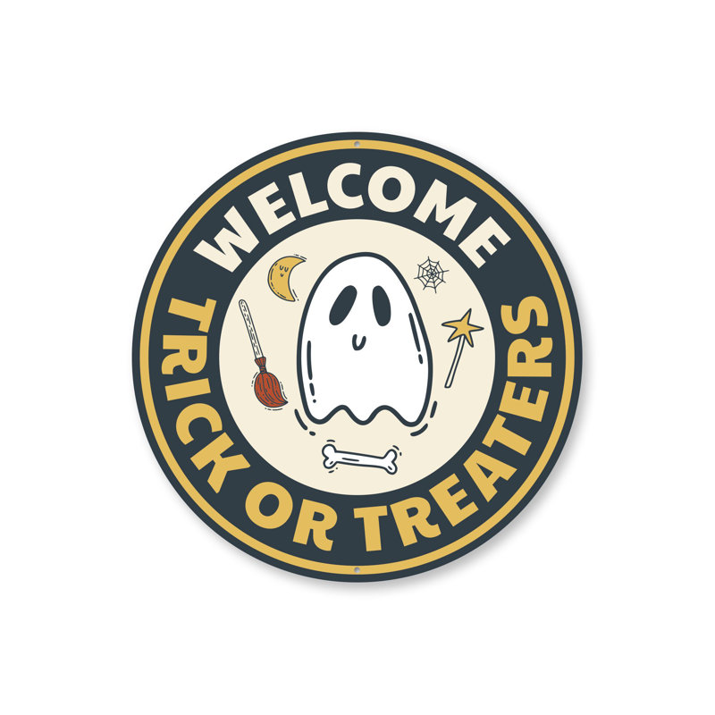 Plaque en aluminium Welcome Trick Or Traiterers, H 18 po x l 18 po x P 0,06 po