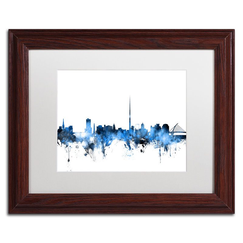 « dublin ireland horizon white », impression encadrée, H 11 po x l 14 po x P 0,5 po, Brun