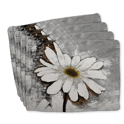 Abstract Daisy Braided Polyester Placemats Set of 4 | Home Decor