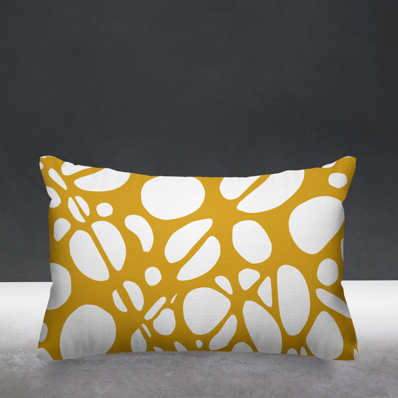 Housse de coussin rectangulaire pour l'extérieur Tribal, Jaune