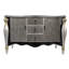 Buffet 56,7 po European Glam avec panneaux floraux sculptés à la main et finition feuille d'argent champagne