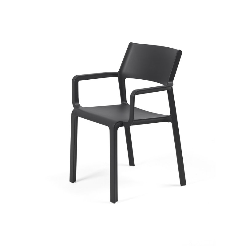 Karle Stacking Patio Dining Armchair with Cushion, Antracite