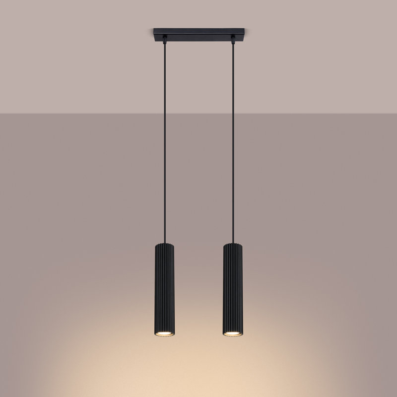Bonina - Light Brushed Nickel Pendant, 13cm W x 14cm D, Black, 2 Lights