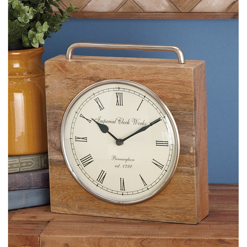 Horloge de table, 11" H x 10" L x 3" D