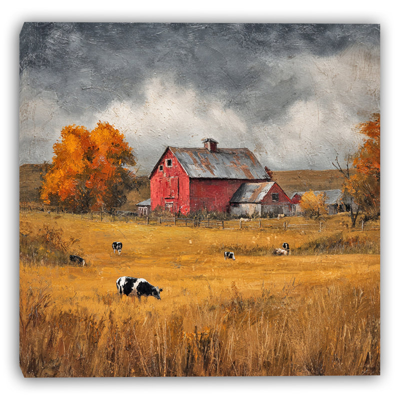 «Red Barn on the Ridge», art mural sur toile tendue, H 12 po x l 12 po