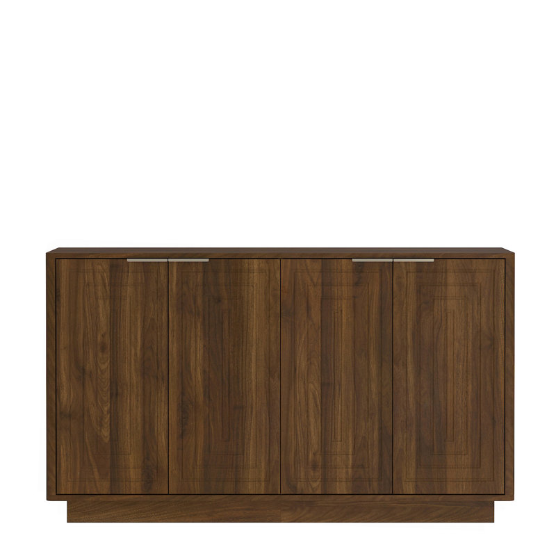 Buffet moderne avec rangement, grand buffet cannelé avec tablettes réglables, crédence, console d'appoint, Walnut