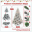 Arbre de Noël artificiel floqué pré-éclairé avec 300 lumières incandescentes blanc chaud, 1419 pointes, pin enneigé PE + PVC avec branches à mémoire de forme partielle, support en métal pliable pour les fêtes