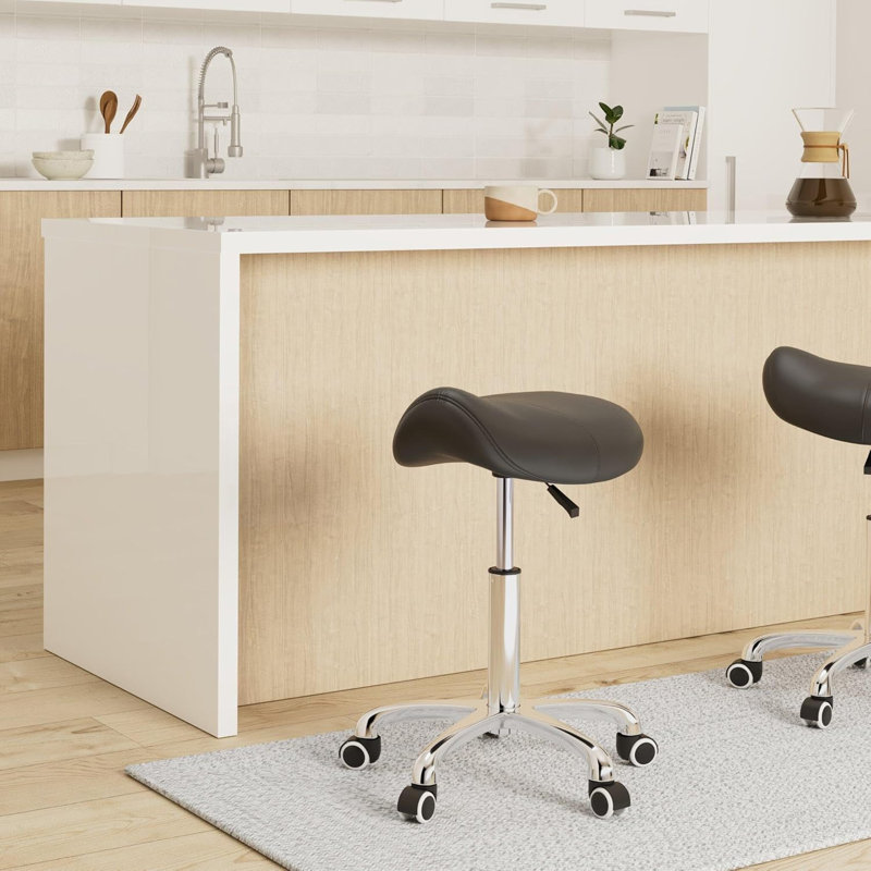 Rolling Stool With Wheels, Black