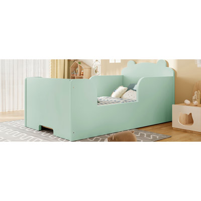 Bear Cot For 3 - 6 Year Old And , Low Profile Floor Bed Exploration Independence, Promote Self , Made Of Pine , Quick Setup, 56.89 In Package Depth Standing Developing Rounded Corners Security,