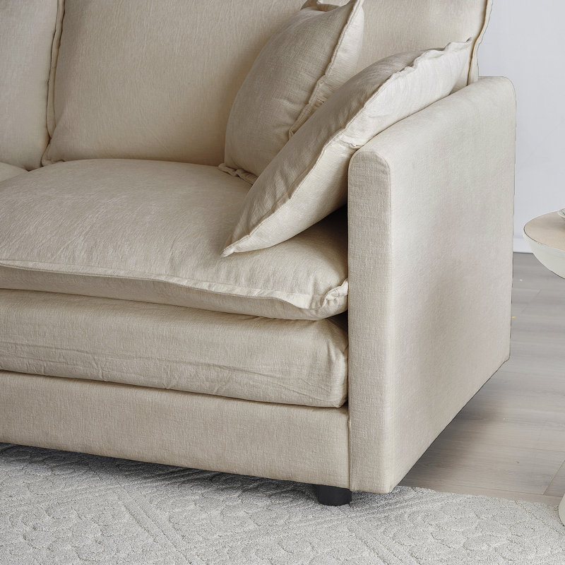 Canapé modulaire surdimensionné polyvalent avec repose-pieds réversible pour un confort ultime, Beige