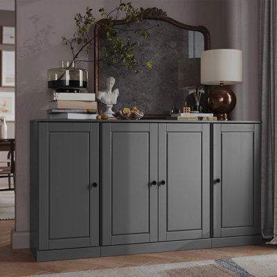 Kweku 100% Solid Wood 65" Sideboard with Raised Panel Doors & Adjustable Shelves