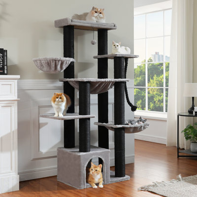 67-Inch Large Cat Tower Black