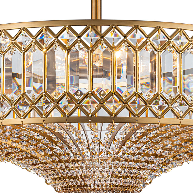 Kessler 6-Light Modern Crystal Semi Flush Mount Ceiling Light, Gold