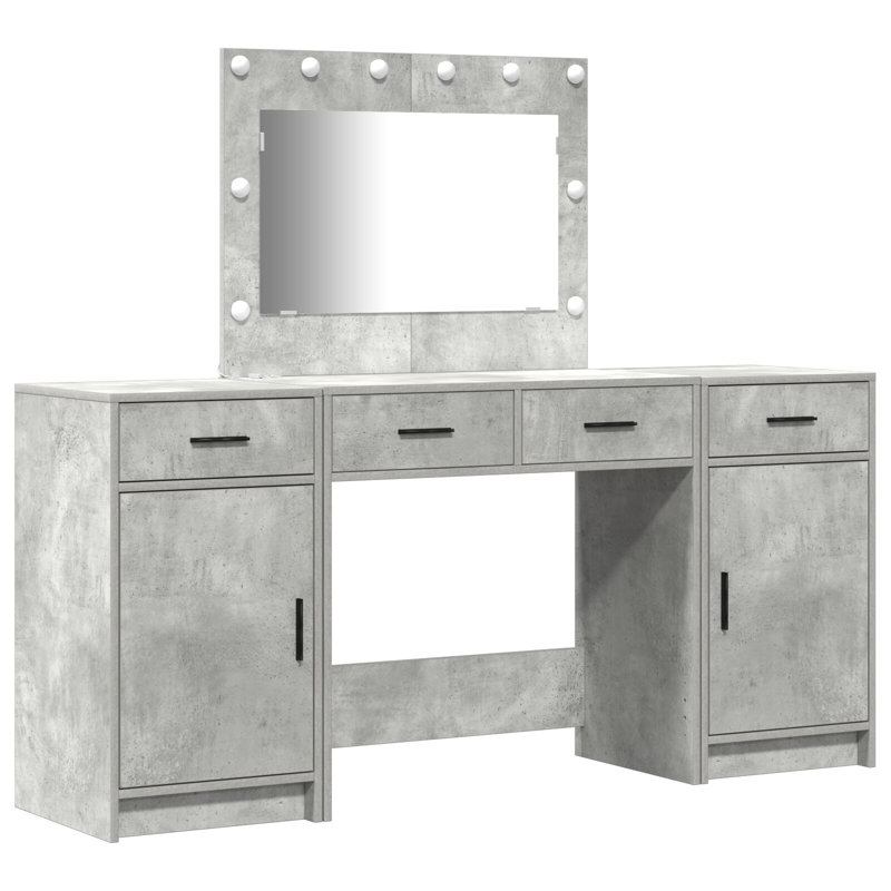 Dressing Table with Mirror, Concrete Grey