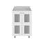 Armoire de salle de bain Haysi avec 2 portes en verre givré, évier en résine et 2 tablettes intérieures, meuble-lavabo compact et moderne