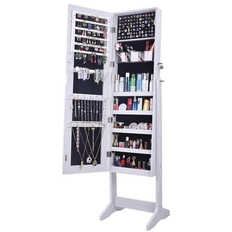 Armoire à bijoux avec miroir Danaisa, Blanc