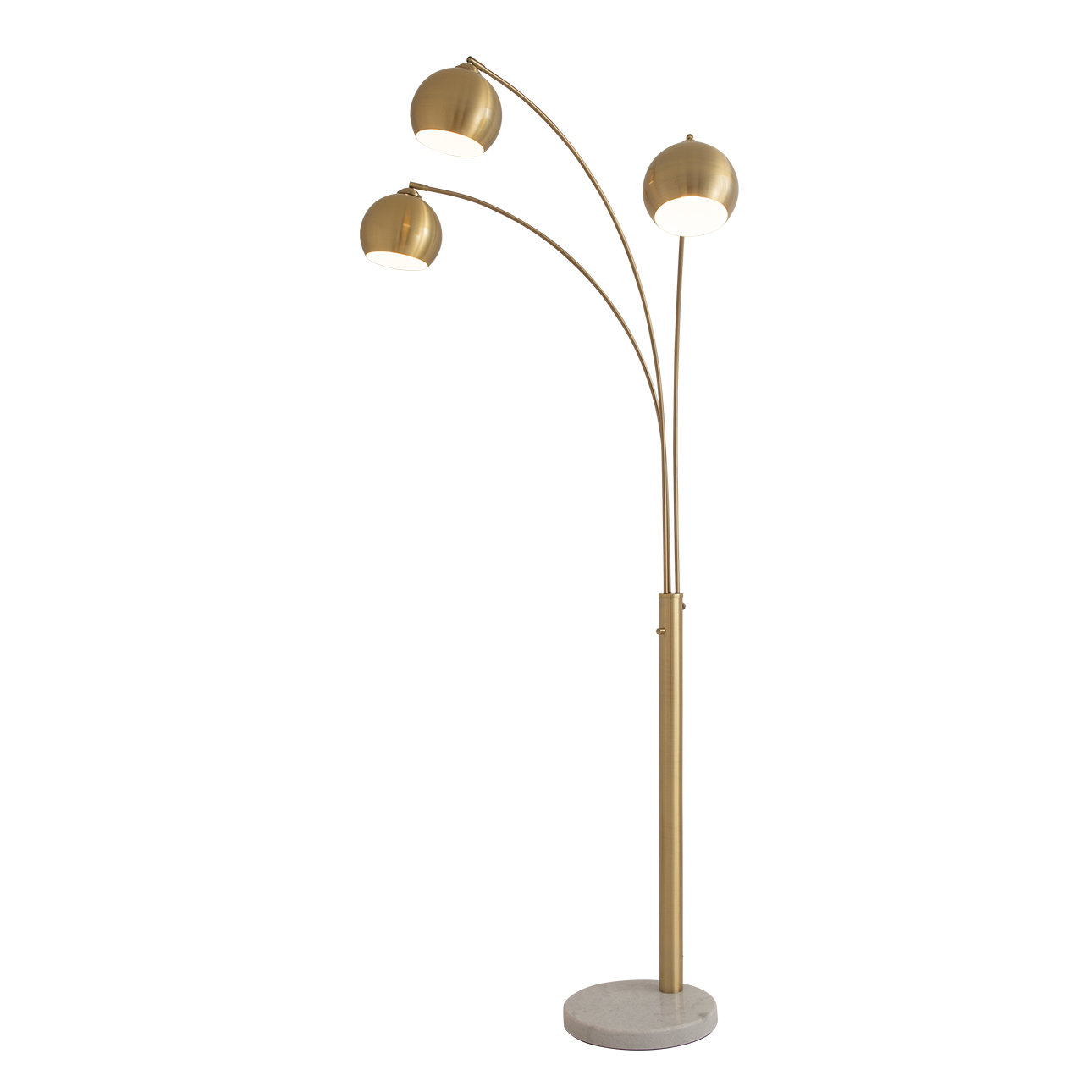 85" Marble Floor Lamp, White , Weathered Brass