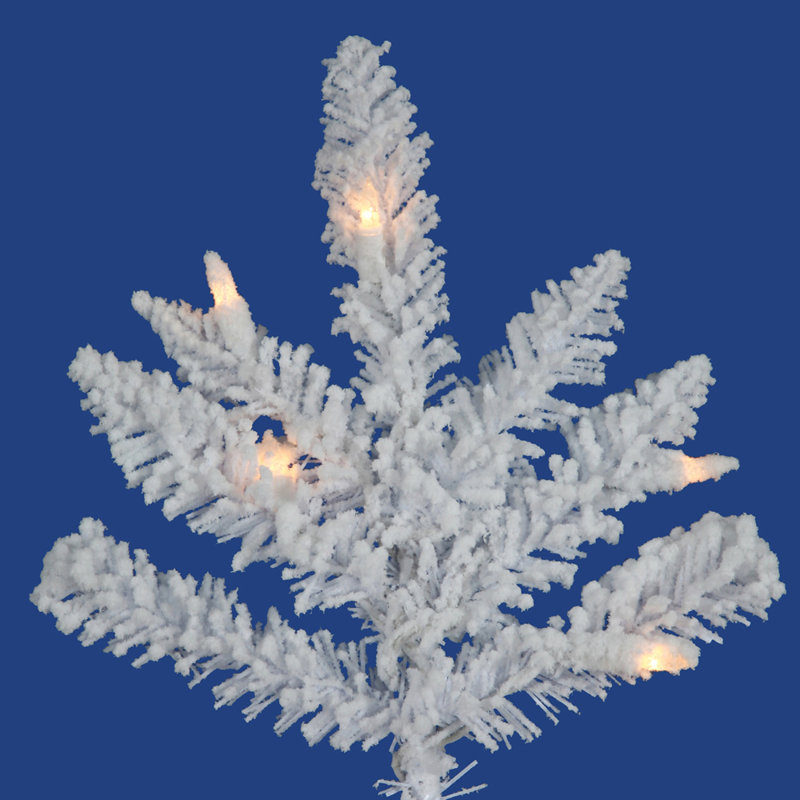 Flocked White Spruce AUnlit rtificial Christmas Tree, 7.5' H