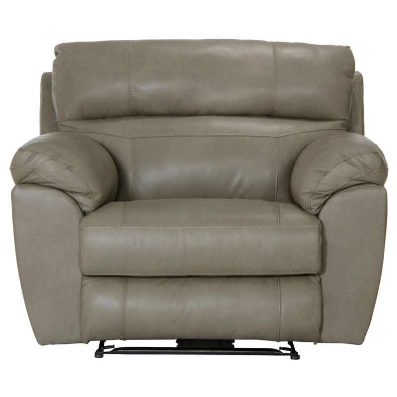 Alonii 45" Wide Leather Match Standard Recliner, Manual, Beige Leather Match