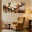 Plantes et fleurs, fleurs de magnolia sur fond texturé, ensemble de 3 impressions sur toile-1087450870