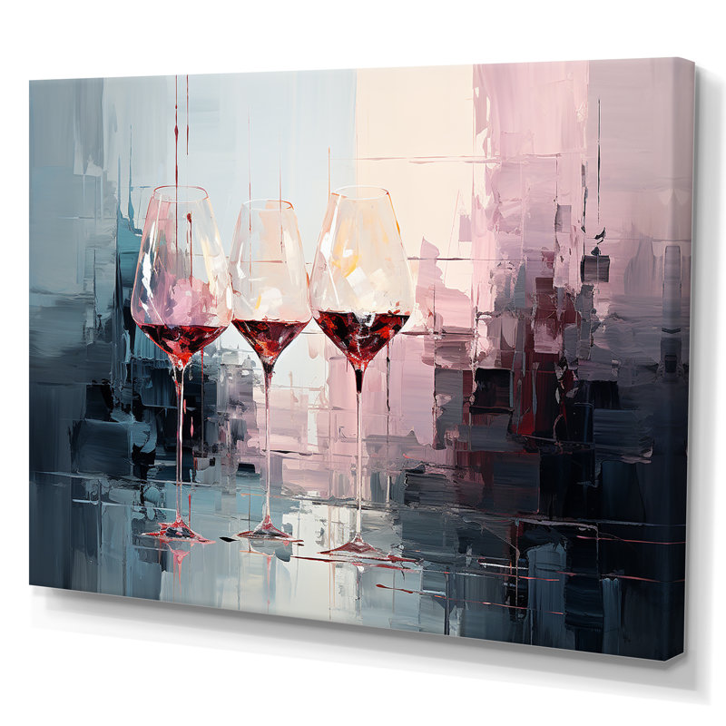 «Wine verres Deep collage - Wine», art mural encadré, Toile tendue, H 16 po x l 32 po x P 1 po