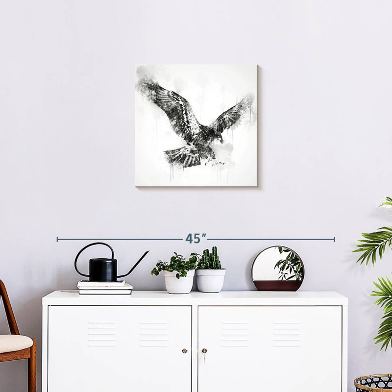 Brampt Eagle Flying Black And White, 20" H x 20" W