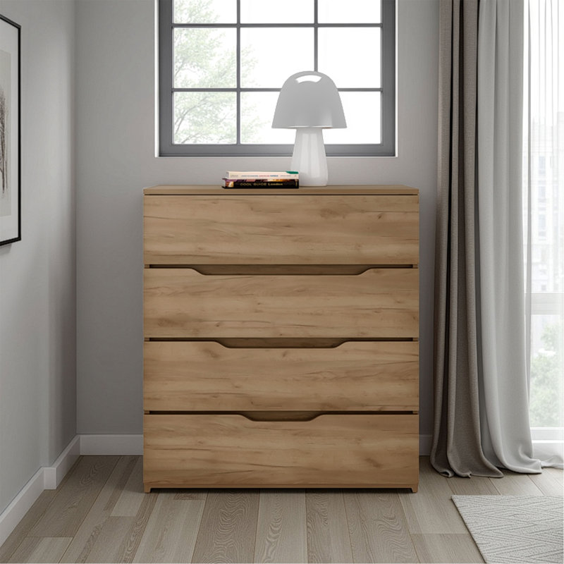 Commode 4 tiroirs, chêne naturel