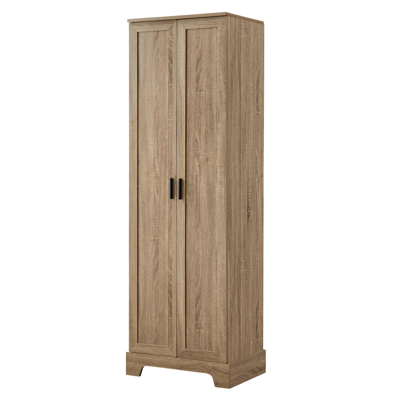 Armoire de rangement 71 po H avec tablette réglable et système de rangement multiple, Chêne