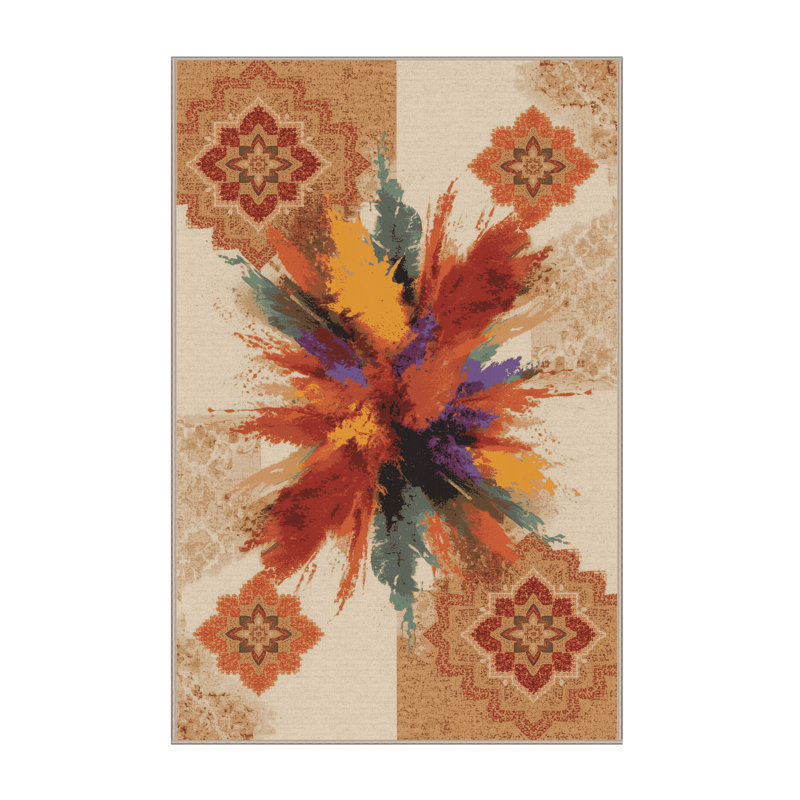Tapis moelleux moelleux d'inspiration mondiale Snediker Holi, 6 x 9