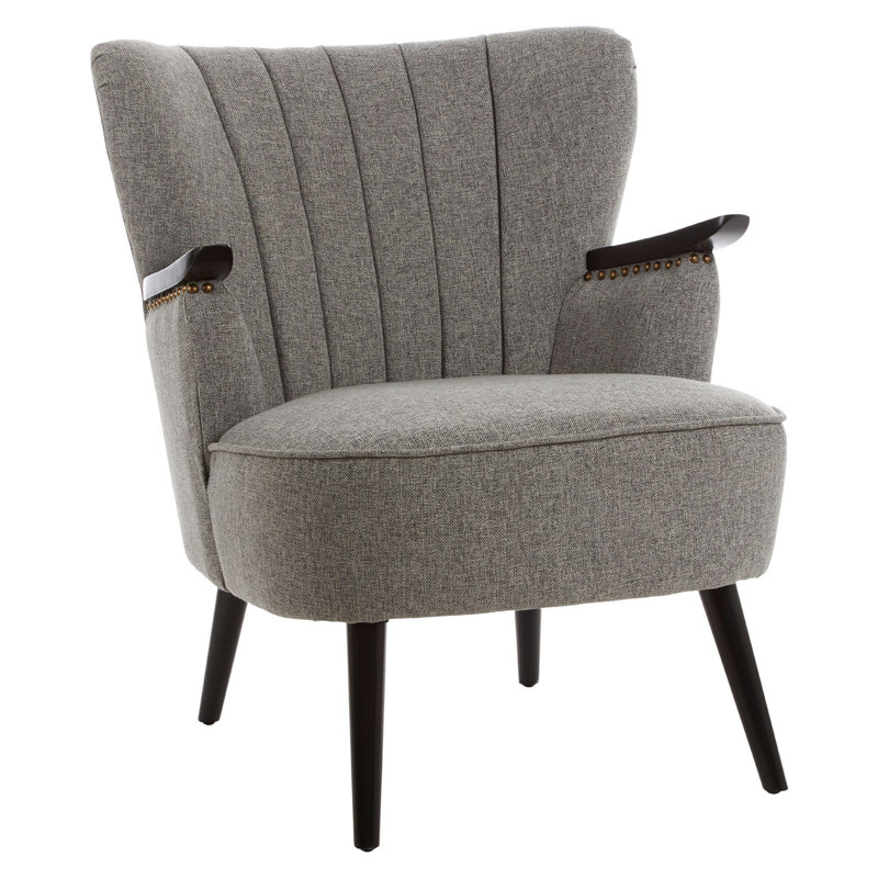 Alder Creek Upholstered Wingback Chair, Grey, Black