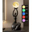 Lampe sculpture en résine: lumière de lune rechargeable avec télécommande-908521603