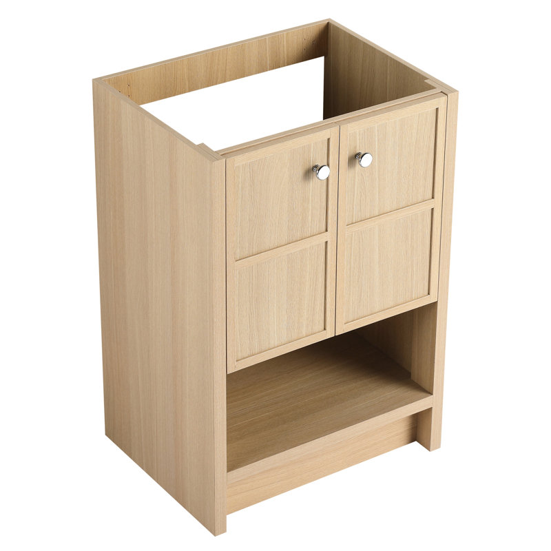 Oak Plywood 24" Freestanding Bathroom Vanity - Practical Option With 2 Doors Tidy Solution, 24"