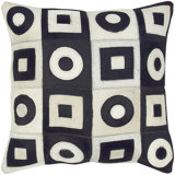 Circles Hair-on Leather Patchwork Throw Pillow Cover & Insert