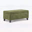 Repose-pieds de rangement rétro vert avec couvercle rabattable, tissu d'assemblage facile et pieds en bois d'hévéa