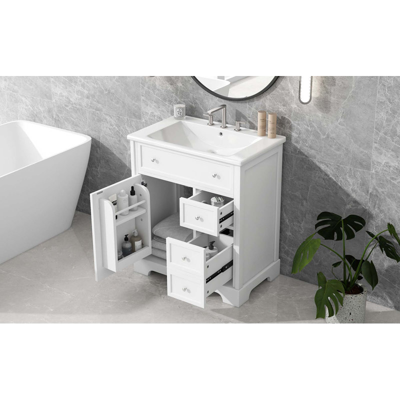 Meuble-lavabo 30 po avec comptoir, meuble-lavabo avec porte et 2 tiroirs