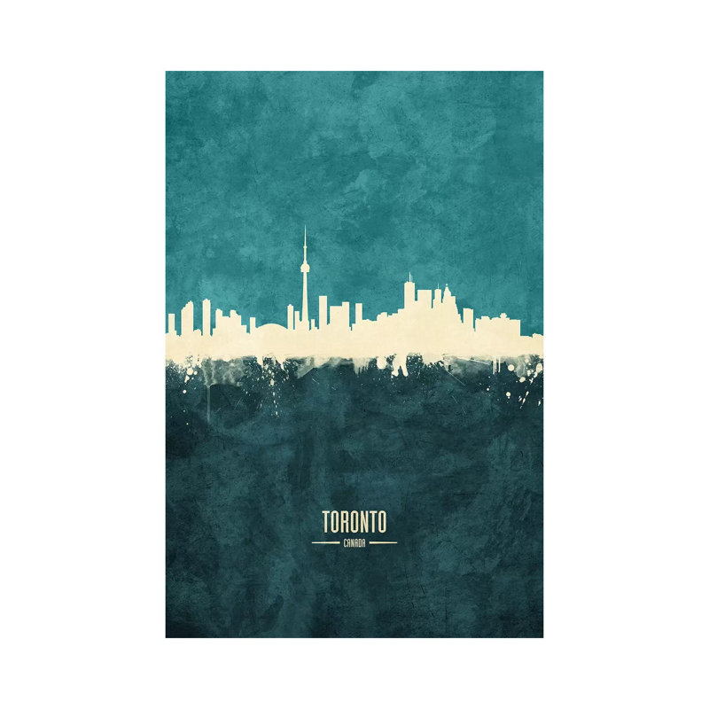 Toronto Canada Skyline by Michael Tompsett - 1 Piece Wrapped Canvas Wall Art, 20.32 cm H x 30.48 cm W