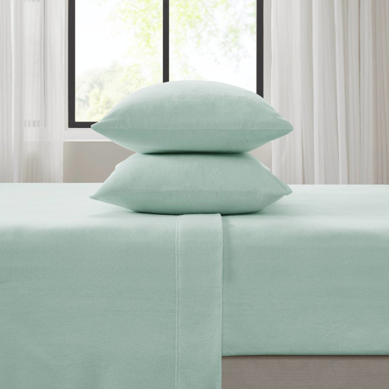 Ensemble de 4 draps 100% molleton, douillet, ultra doux, boulochage, lavable à la machine, comprend des draps-housses plats et 2 taies d'oreiller