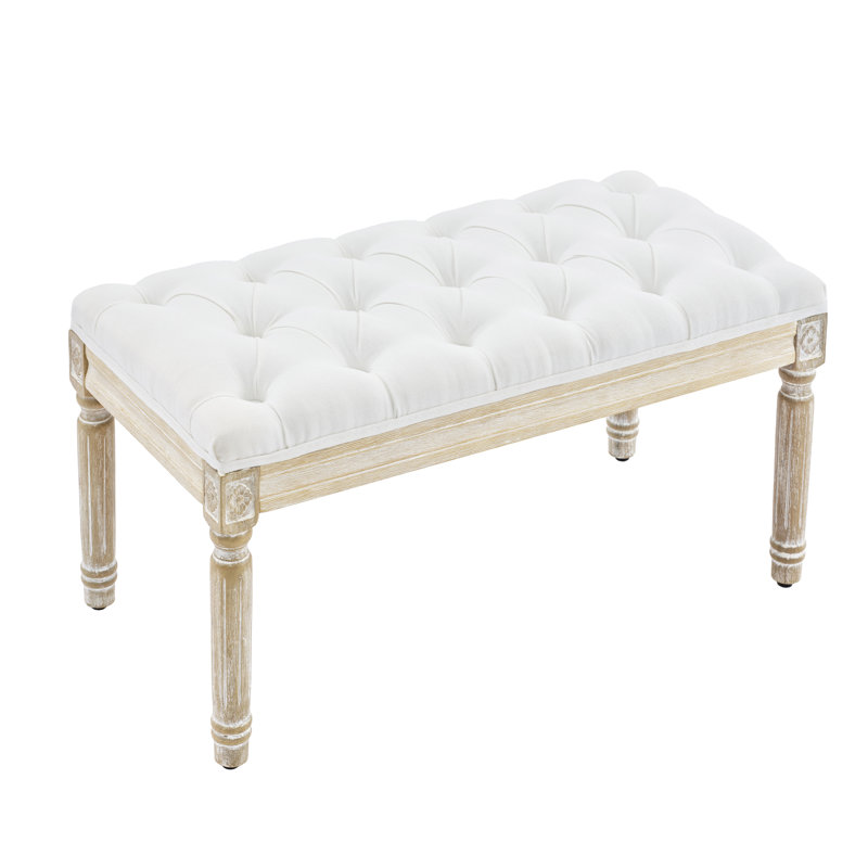 Boswick Linen Upholstered Bench, White