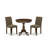 3 Piece Kitchen Table Set for Small Spaces Contains a Round Dining Table with Pedestal and 2 Coffee Linen Fabric Upholstered Chairs, Mahogany-2038173568-2038173627