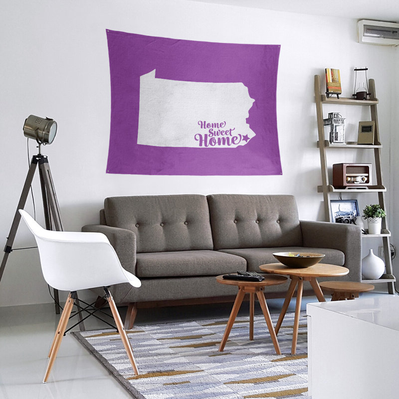 Tapisserie Home Sweet Philadelphia, H 80 po x l 68 po, Violet