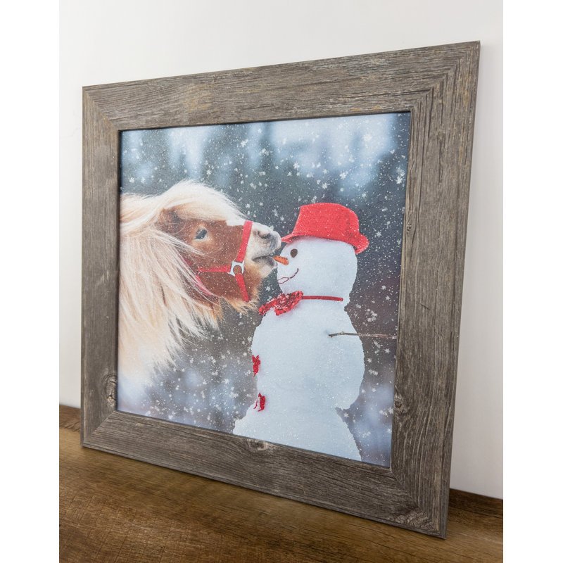 Art saisonnier, cheval de bonhomme de neige