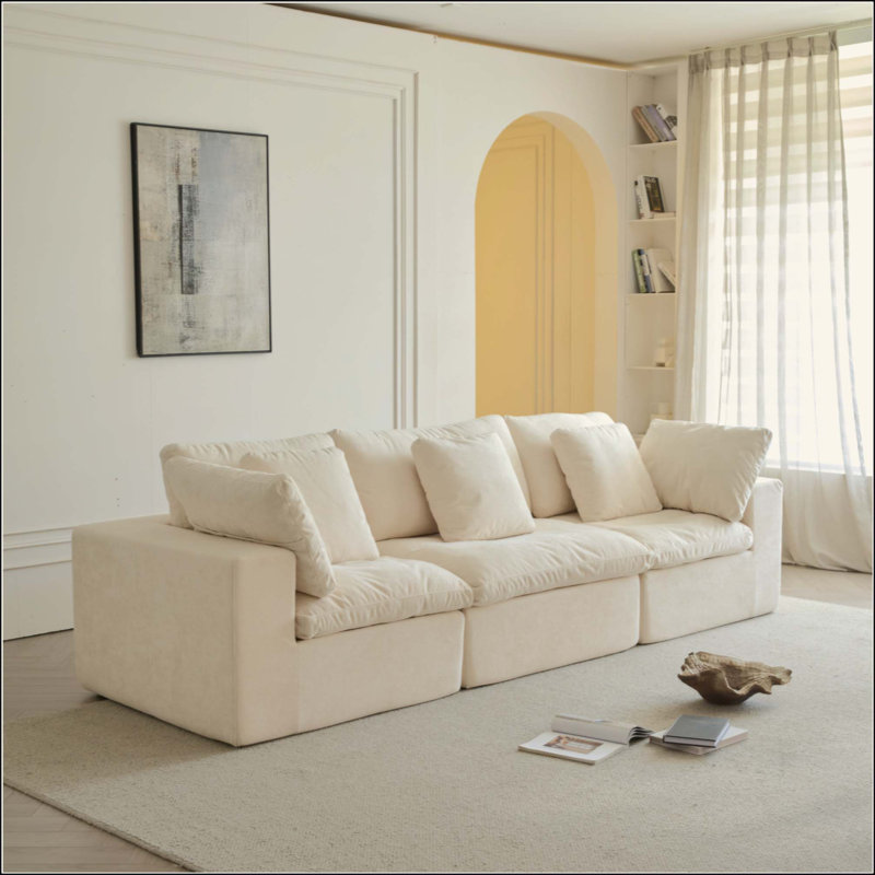 Canapé à compression comprimé avec éponge haute densité et tissu sherpa pour un confort et une durabilité maximaux