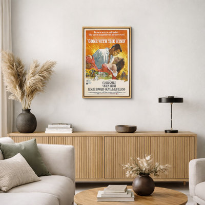 Classic Gone With the Wind Romantic Movie Poster Artwork, Living Room Bedroom Office Pictures, Framed Canvas Giclee Print Wall Art.