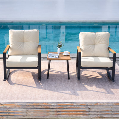 Outdoor Rocking Chair Set with Side Table (2 chairs and 1 side table) by Latitude Run