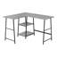 Bureau d'ordinateur, bureau personnel, coin, tablettes de rangement, L 48 po, forme en L, travail, ordinateur portable, métal noir, contemporain, moderne-256876302-256876297